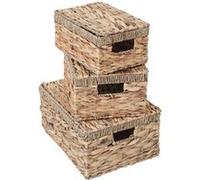 Mendler Lot de 3 boîtes de rangement métal - Marron