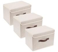 Vendos85 Set de 3 boîtes de rangement pliables - Beige