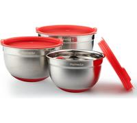 Set de 3 bols de conservation en acier inoxydable 2L/1,5L/1L Couvercles étanches à l'air, graduations, fond antidérapant