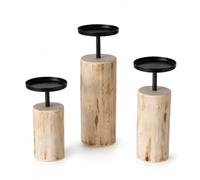 Set de 3 bougeoirs «tempe chandelier à bois - 14 x 18,5 x 23,5 cm