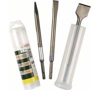 Set de 3 Burins SDS-plus BOSCH, Burin Pointu, Burin Beche, Burin Plat, 50 x 50 x 275 mm