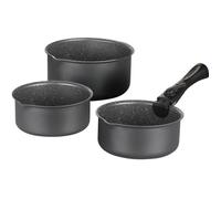 Batterie de cuisine ARTHUR MARTIN AM777GM Set de 3 casseroles - Gris Mat 16-18-20 cm + 1 poignée amovible - Tous feux dont indu