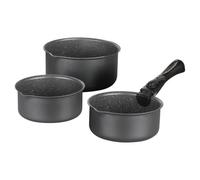 Set de 3 Casseroles Gris Mat, 16-18-20 cm, Poignée Amovible, Aluminium, Revêtement Anti-adhésif, Tous Feux dont Induction