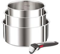 set de 3 casseroles, poignée amovible, résistant au four jusqu'à 250 °C sans poignée, convient à tous les types de cuisinières, y compris à induction, acier inoxydable, 16/18/20 cm