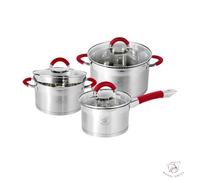 Set de 3 casseroles - ROYAL SWISS - Induction - Passoire intégrée - Couvercle en verre - Poignées froides