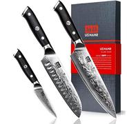 set de 3 couteaux de cuisine japonais Super Steel Damascus - Couteau de chef professionnel de haute qualité ultra-tranchant avec manche en G10 - Boîte cadeau incluse