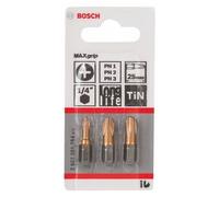 Set de 3 embouts de vissage Max Grip PH1 PH2 PH3 L 25 mm BOSCH 2607001754