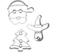 Zenker 672804 Set de 3 emporte-pièces de Noël, emporte-pièce, emporte-pièce de noël, emporte-pièce sapin de Noël, Acier inoxydable, Argent, 6,5 x 7 cm