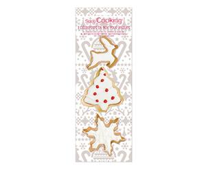 Set de 3 emporte-pièces dorés flocon, sapin et renne Scrapcooking