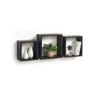 Homéa Set de 3 cubes gigognes MDF 23/26,5/30 cm Noir