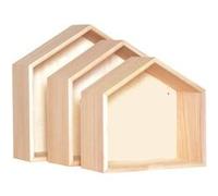 Set de 3 étagères maison en bois 30 x 30 cm G