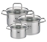 Set de 3 faitouts 12 cm 16 cm et 20 cm avec couvercles en verre Elo Citrin