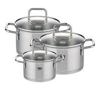Set de 3 faitouts 12 cm 16 cm et 20 cm avec couvercles en verre Elo Citrin Gris,Transparent G