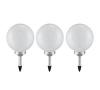 Set de 3 lampes d'extérieur LED solaires à boules Lampe de jardin boule blanche Lampe d'extérieur, diamètre x hauteur 20 x 62 cm, jardin pelouse prairie parterre de fleurs