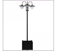 Set de 3 lanternes solaires Outsunny - Lampe de sol jardin rustique pot à fleurs IP44 Noir