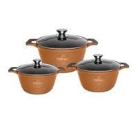 Cheffinger Set de 3 Marmites Aluminium Marron