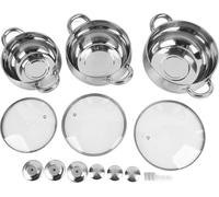 set de 3 marmites à soupe, acier inoxydable, fond épais, marmites anti-adhésives avec couvercles à poignée anti-brûlure pour la cuisine