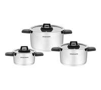 Set de 3 casseroles avec poignées rabattables