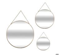 Atmosphera – Miroirs ronds Leny – Chaîne en métal doré – Lot de 3