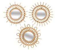 Set de 3 miroirs ""Soleil"" rotin D28cm - Atmosphera Créateur d'intérieur