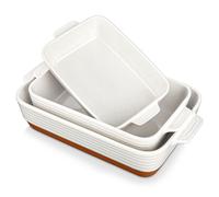 set de 3 moules à soufflé, moule à four en faïence, moule à pâtisserie rectangulaire pour pain, lasagnes, pizza, gâteau, surface sésame