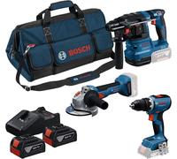 Set de 3 outils 18 V : GSR + GWS + GBH + 2 batteries GBA 18V 4.0 Ah + GAL 18V-40 Professional - BOSCH - 0615A50094
