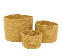Set De 3 Paniers De Rangement Corde De Coton Ilse Miel TU