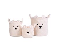 Set de 3 paniers de rangement teddy Blanc Cassé
