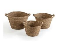 Set de 3 paniers Icia fibre naturelle avec anses Marron G