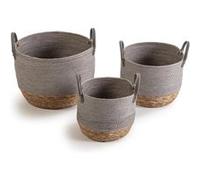 Set de 3 paniers Neves fibre naturelle et papier, gris/naturel Gris G