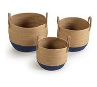 Set de 3 paniers Tecla fibre naturelle, bleu/naturel Bleu G