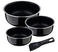 BERGNER Black Edition | Set de 3 Casseroles de Cuisine de 16, 18 et 20 cm + 1 Manche Ergonomique et Amovible | Aluminium Pressé et Antiadhésif | Pour tous Types de Cuisinières et de Four