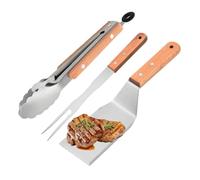 Set de 3 Pièces Spatule Plancha, Ustensiles Plancha, Spatule Cuisine | Acier Inoxydable, avec Pince et Fourchette, pour Barbecue Plancha Poêle Raclette, Cuisine Extérieure et Grillades
