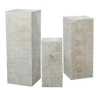 Set de 3 piédestaux rectangulaires et Base carrée en métal Blanc et doré 110 x 41 x 41 cm