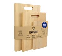 Set de 3 planches à découper en bois de hêtre avec poignée | Planches de cuisine, Set apéritif, Fabriqué en Europe, 33x22 / 28x22 / 22x15 cm