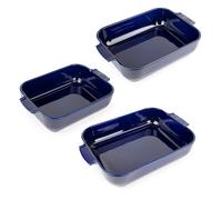 Set de 3 plats à four céramique Appolia rectangulaires bleu 25, 32 et 40 cm Peugeot