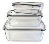 COOK CONCEPT - KB5667 - Plat Récipients Pyrex Verre Four Couvercle Clips Fermeture Boite Conservation Alimentaire Résistante