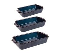 Set de 3 plats à four vague bleu 25, 30 et 36 cm