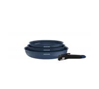 Set de 3 poêles 20-24-28 cm poignée amovible Bleu Arthur Martin AM2033