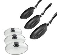 Set de 3 poêles 20, 24 et 28 cm et 3 couvercles sans PFAS Elo Alucast
