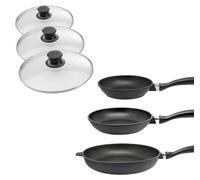Set de 3 poêles 24 cm 28 cm et 32 cm et couvercles sans PFAS Elo Alucast