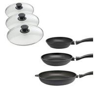 Set de 3 poêles 24 cm 28 cm et 32 cm et couvercles sans PFAS Elo Alucast