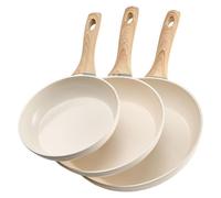 set de 3 poêles à frire 20/24/28cm - Poêle à frire antiadhésive en beige - Set de poêles de haute qualité