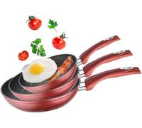 set de 3 poêles à induction Set de poêles à frire anti-rayures Poêle à frire anti-adhésive à induction ø 20 cm, ø 24 cm, ø 28 cm, rouge