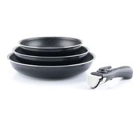 Set de 3 Poêles ARTHUR MARTIN, 20/24/28 cm, Aluminium Noir, Tous Feux dont Induction, Poignée Amovible