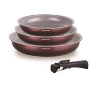 Set de 3 poêles - ARTHUR MARTIN - AM8866 - Tous feux dont induction - 20/24/28 cm + 1 poignée - Aluminium - Revêtement céramique
