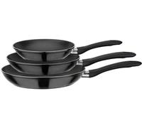 Set de 3 poêles GSW Nova Noir, 20, 24 et 28 cm, Aluminium forgé, Revêtement antiadhésif VITAFLON Extra, Induction