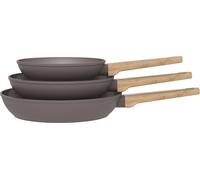 Set de 3 poeles - Tous feux dont induction - ARTHUR MARTIN - AM1052 - Revetement céramique - Ø 20-24-28 cm - Taupe