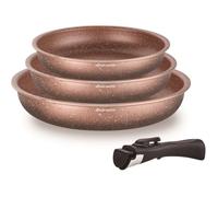 Arthur Martin Set de 3 poêles AM9811 – Aluminium Terracotta 20/24/28 cm poignée amovible