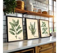 Set de 3 posters de feuilles aquarelle pour mur - Style vintage de ferme - Posters pour décoration de chambre, cuisine et bureau à domicile (30x40 cm)
